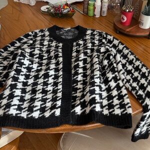 LOFT Black and White Patterned Cardigan
